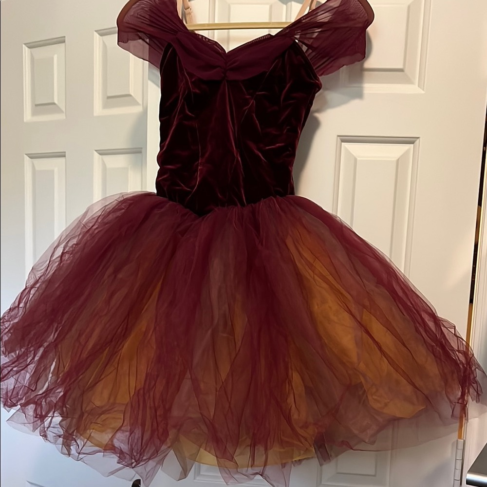 Weissman Purple and Gold Dance Costume with Tulle Skirt